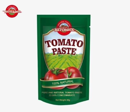 50g In Stand Up Sachet Tomato Paste Meets ISO HACCP And BRC Standards As Well As Adhering To FDA Production Regulations