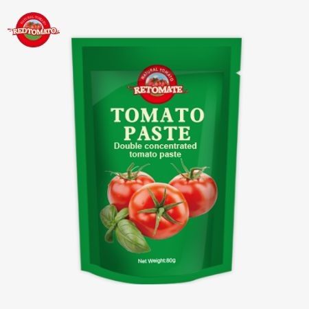 80g Stand-Up Pouch Of Double-Concentrated Tomato Paste Available With Purity Levels Ranging From 30% To 100%