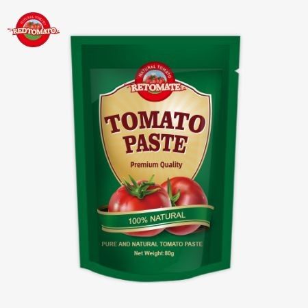 80g Stand-Up Pouch Containing Double-Concentrated Tomato Paste With Purity Levels Ranging From 30% To 100%