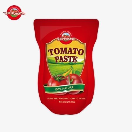 This Stand-Up Sachet Contains 250g Of Sweet And Tangy Tomato Paste With A Purity Ranging From 30% To 100%