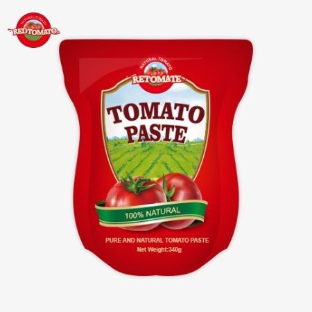 The Stand-Up Sachet Contains 340g Of Sweet And Tangy Tomato Paste With A Purity Range Spanning From 30% To 100%