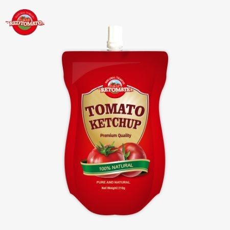 Production Of 210g Ketchup Sachets At An OEM Facility Offering A Pure Natural Flavor