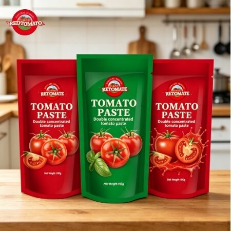 100g Stand-Up Sachet Tomato Paste Double-Concentrated with 30%-100% Purity for Cooking and Seasoning