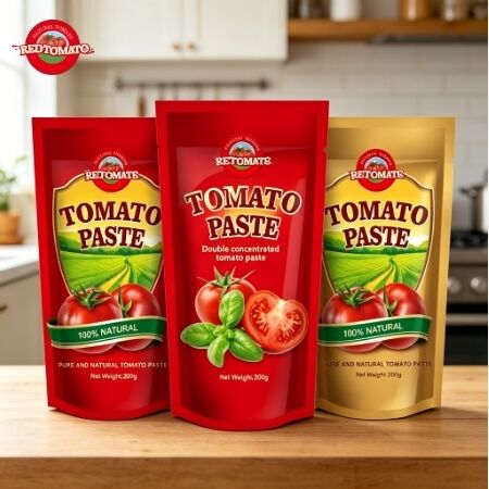 200g Stand-Up Sachet Tomato Paste - ISO HACCP BRC Certified, 30%-100% Purity, Sweet and Sour Taste