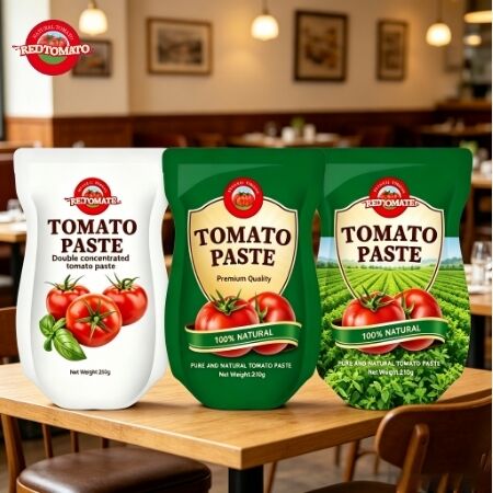 210g Stand-Up Sachet Tomato Paste with Triple Concentration Meets ISO HACCP BRC and FDA Standards
