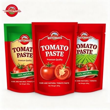400g Stand-Up Sachet Tomato Paste with 30%-100% Purity, Triple Concentration, and ISO, HACCP, BRC, FDA Certification