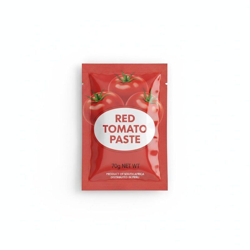 70g OEM Private Label Red Tomato Paste Sachet Custom Brand South Africa Peru Retail Distribution