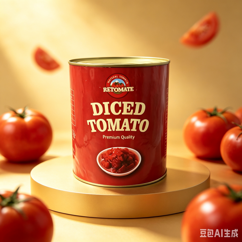 3000g Canned Diced Tomatoes in Tomato Puree with 14x14 mm Dice Size and 24 Months Shelf Life