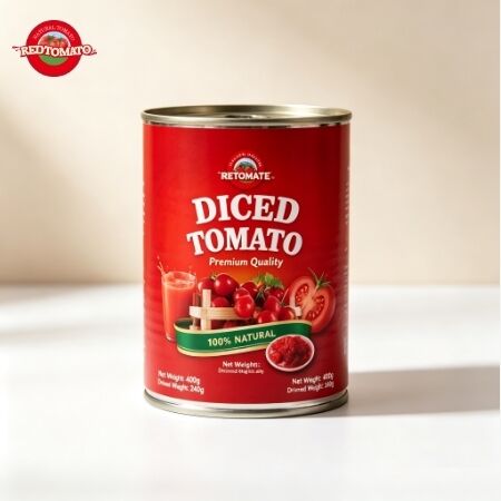 400g per Tin Diced Tomatoes in Tomato Puree with 10x10 mm Dice Size and 24 Months Shelf Life