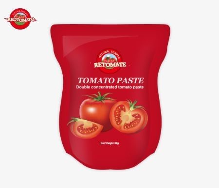 Stand-Up Pouch Containing 56g Of Double-Concentrated Tomato Paste With Purity Ranging From 28% To 100%