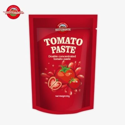 Stand-Up Pouch Containing 80g Of Double-Concentrated Tomato Paste Offered With Purity Levels Varying From 30% To 100%