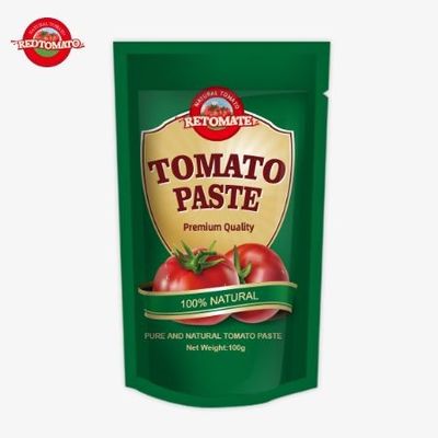OEM Stand Up Sachet Of 100g Double Concentrated Tomato Paste With Purity Ranging From 30% To 100%