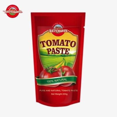 The 200g Stand-Up Sachet Of Tomato Paste Complies With ISO HACCP And BRC Standards, Ensuring Factory Pricing Compliance