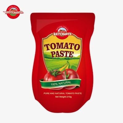 210g In Stand Up Sachet Tomato Paste Is Manufactured In Compliance With ISO HACCP BRC And FDA Production Standards