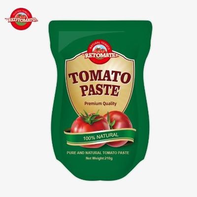 The Production Of 210g Stand-Up Sachet Tomato Paste Adheres To ISO HACCP BRC And FDA Manufacturing Standards
