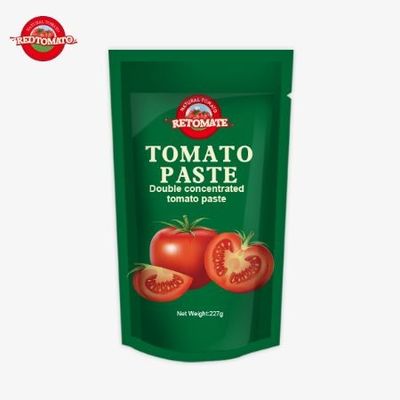 ISO Pouch Tomato Paste 227g Double Concentrated Tomato Paste With Purity Ranging From 30% To 100%