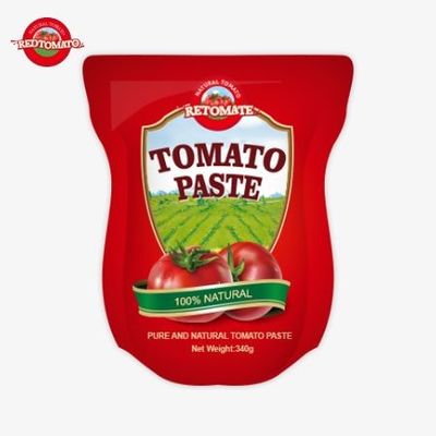 The Stand-Up Sachet Contains 340g Of Sweet And Tangy Tomato Paste With A Purity Range Spanning From 30% To 100%