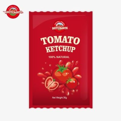 36g OEM Tomato Ketchup Sachet With Pure Natural Flavor Meets ISO HACCP BRC And FDA Standards